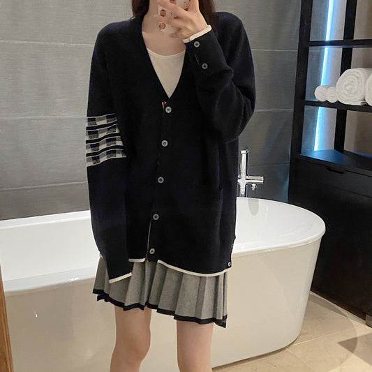 2025SS Back Block Dog Cardigan THOM TREND