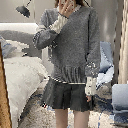 2025SS Dog pattern pullover sweater THOM TREND