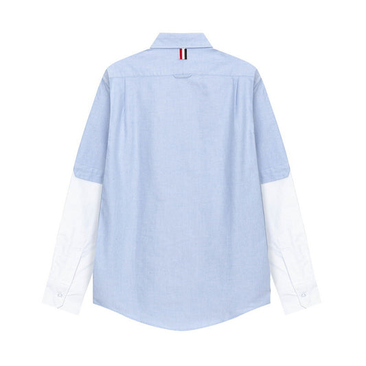 White and grey colorblock shirt(副本) THOM TREND