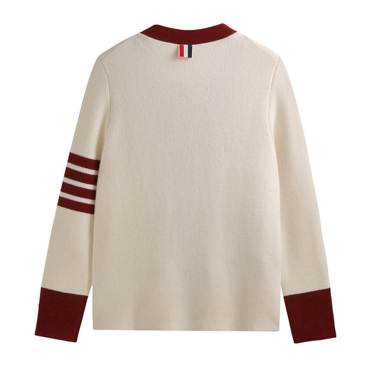 2025SS Contrast color rugby cardigan THOM TREND