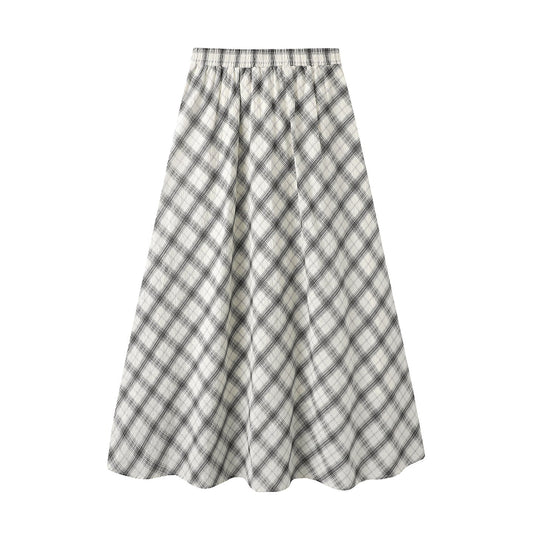 2025SS Plaid A-line midi skirt THOM TREND