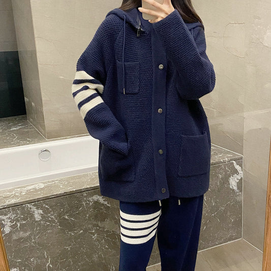 2025SS Hooded knitted cardigan THOM TREND