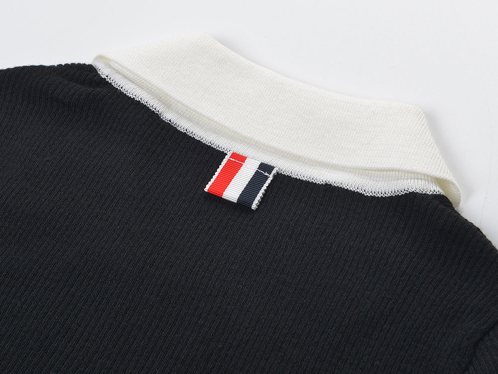 Contrast lapel cardigan