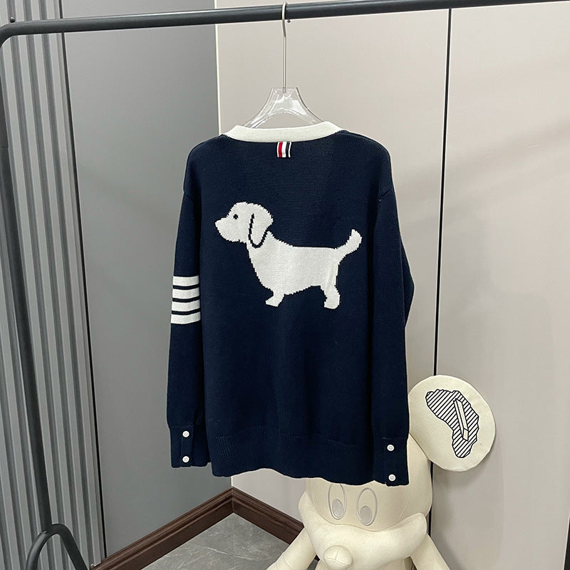 Puppy Embroidered Short Sleeve Sweater(副本) THOM TREND
