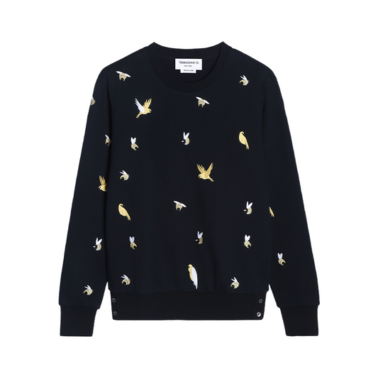 Bird and Bee Embroidered Zip-Up Hooded Cardigan(副本) THOM TREND