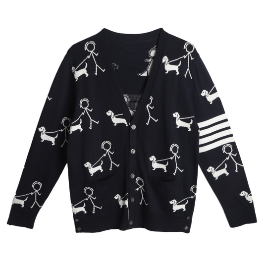 Unisex Stickman Dog Walking Cardigan THOM TREND