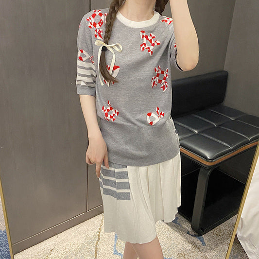 Cartoon round neck high waist T-shirt