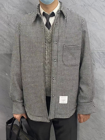 Men's Houndstooth Shirt Jacket THOM TREND