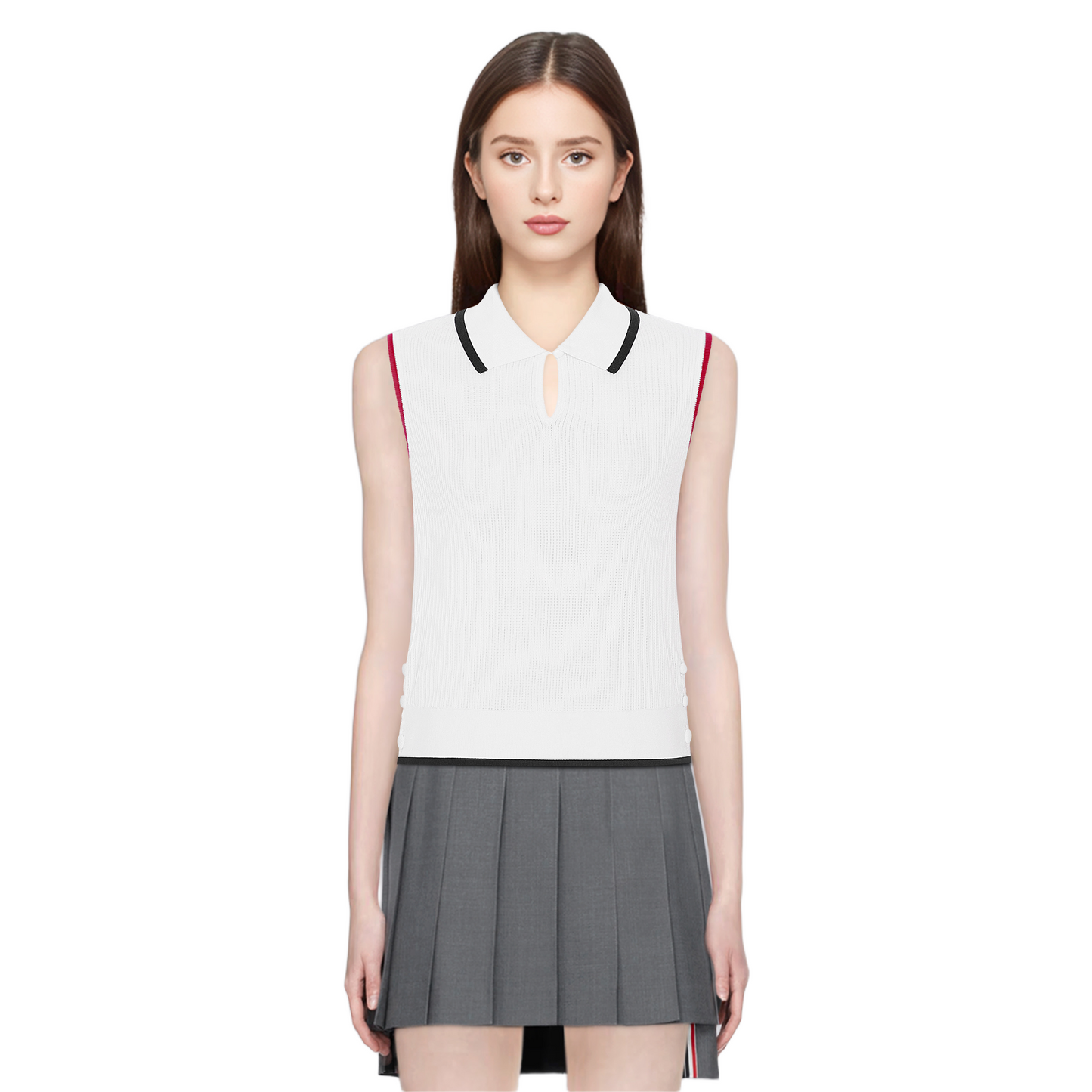 Polo neck sleeveless vest THOM TREND