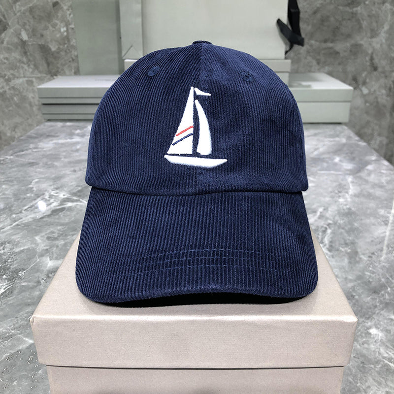 Corduroy sailboat embroidered baseball cap THOM TREND