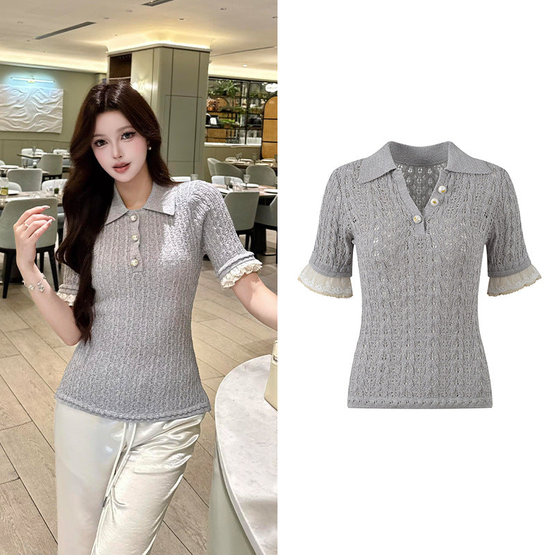 2025SS Lace knit short sleeves THOM TREND