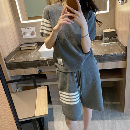 Short-Sleeved Knitted Track Suit