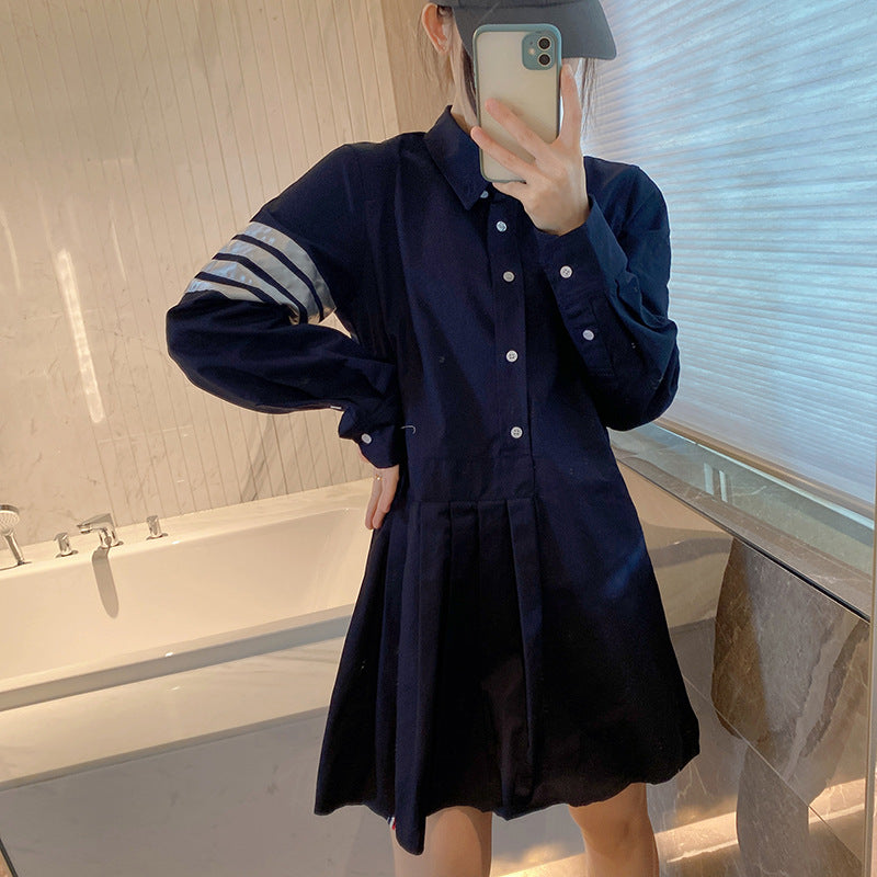 Long sleeve pleated dress