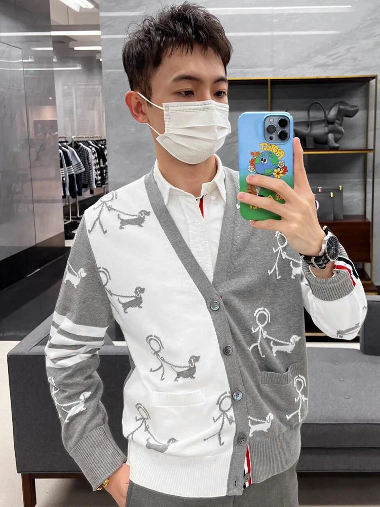 Unisex Stickman Dog Walking Cardigan THOM TREND