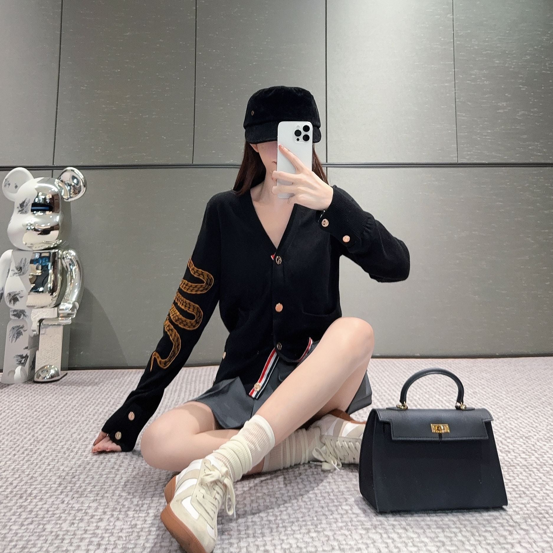 Women's Gold Snake Print Cardigan THOM TREND