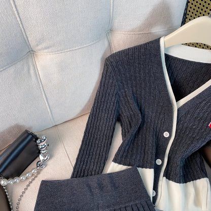 2025SS  Contrast color cardigan + skirt THOM TREND