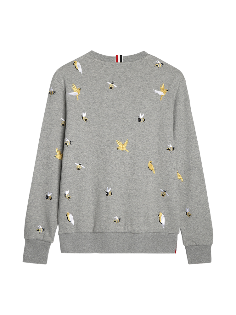 Bird and Bee Embroidered Zip-Up Hooded Cardigan（副本） THOM TREND