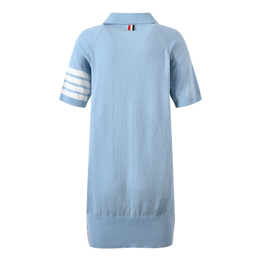 Polo lapel knitted short sleeve dress