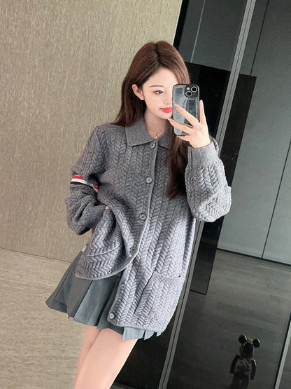 Unisex Herringbone Cardigan Jacket THOM TREND