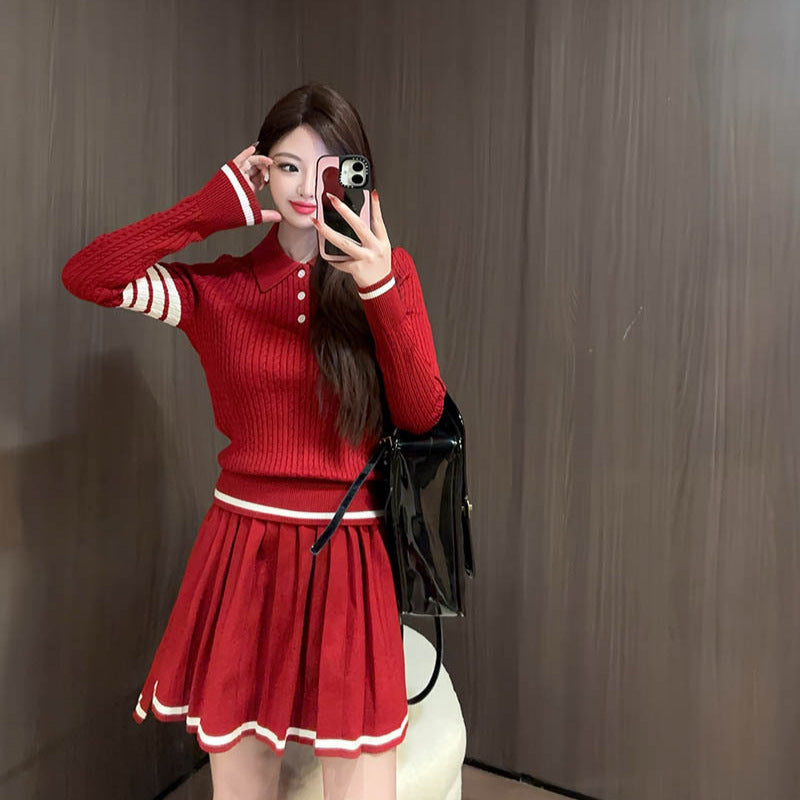 2025Preppy wool casual knit suit