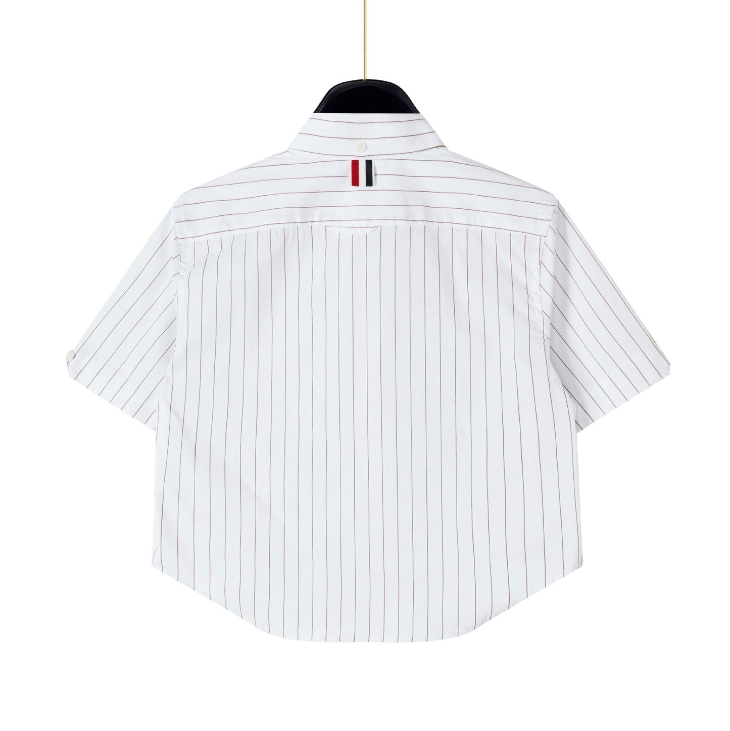 2025SS Women's vertical striped cropped shirt THOM TREND