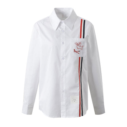 Women's dog embroidered shirt