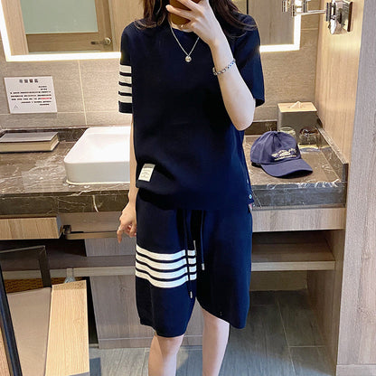 Short-Sleeved Knitted Track Suit