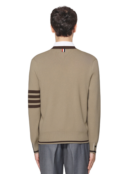 2025SSS Khaki colorblock sweater jacket THOM TREND
