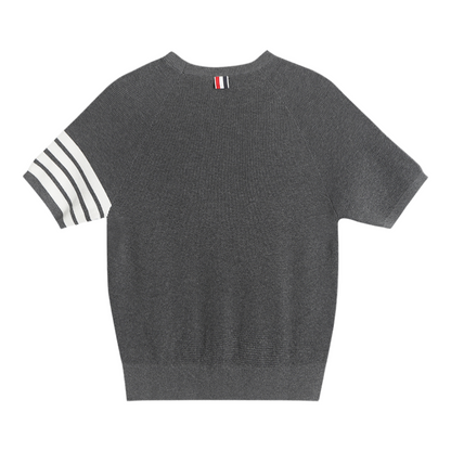 Ladies V-neck ribbed knit short sleeves（副本） THOM TREND