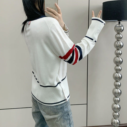 Striped V-neck long sleeves（副本） THOM TREND