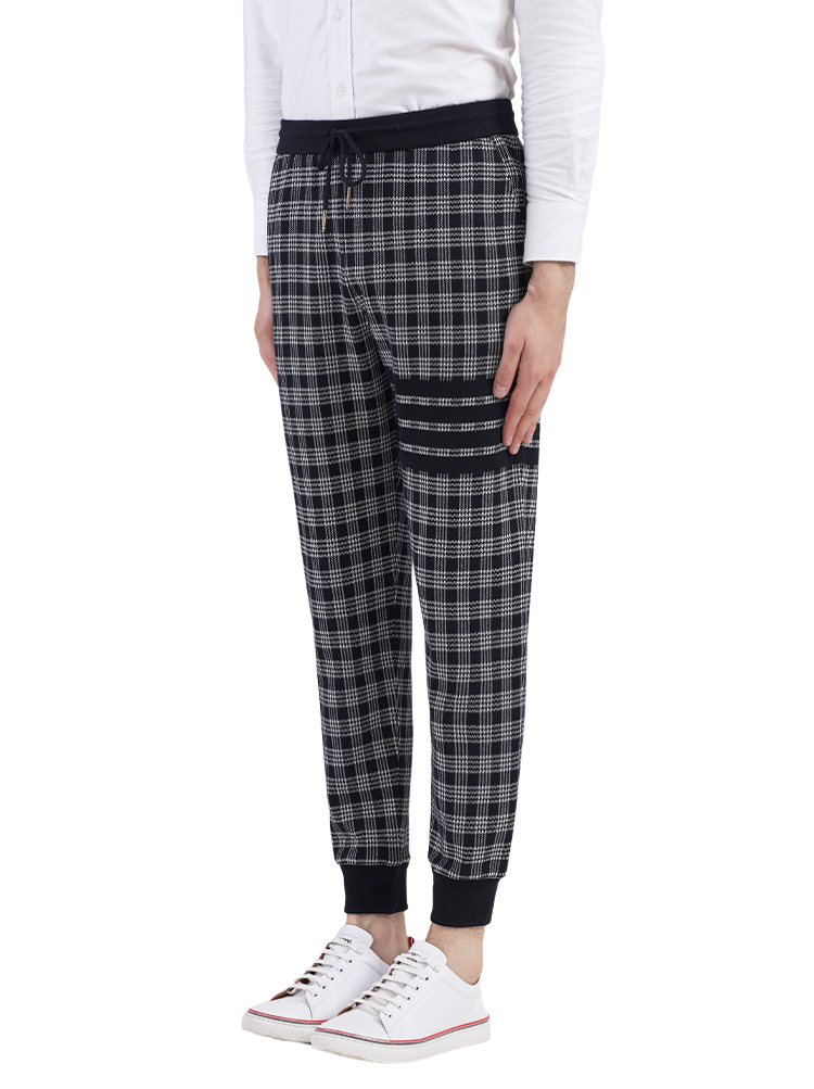 Four-bar striped plaid sweatpants THOM TREND