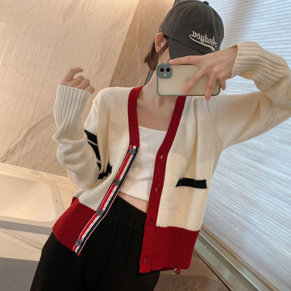 2025SS wool V-neck knitted cardigan THOM TREND