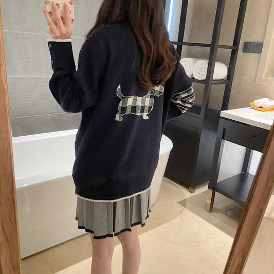 2025SS Back Block Dog Cardigan THOM TREND