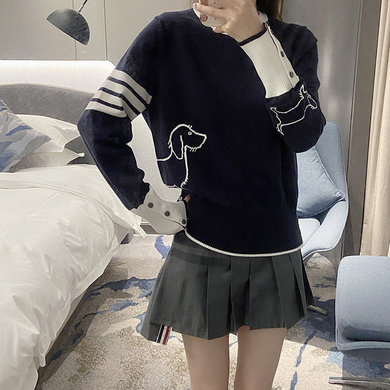 2025SS  Dog pattern pullover sweater THOM TREND