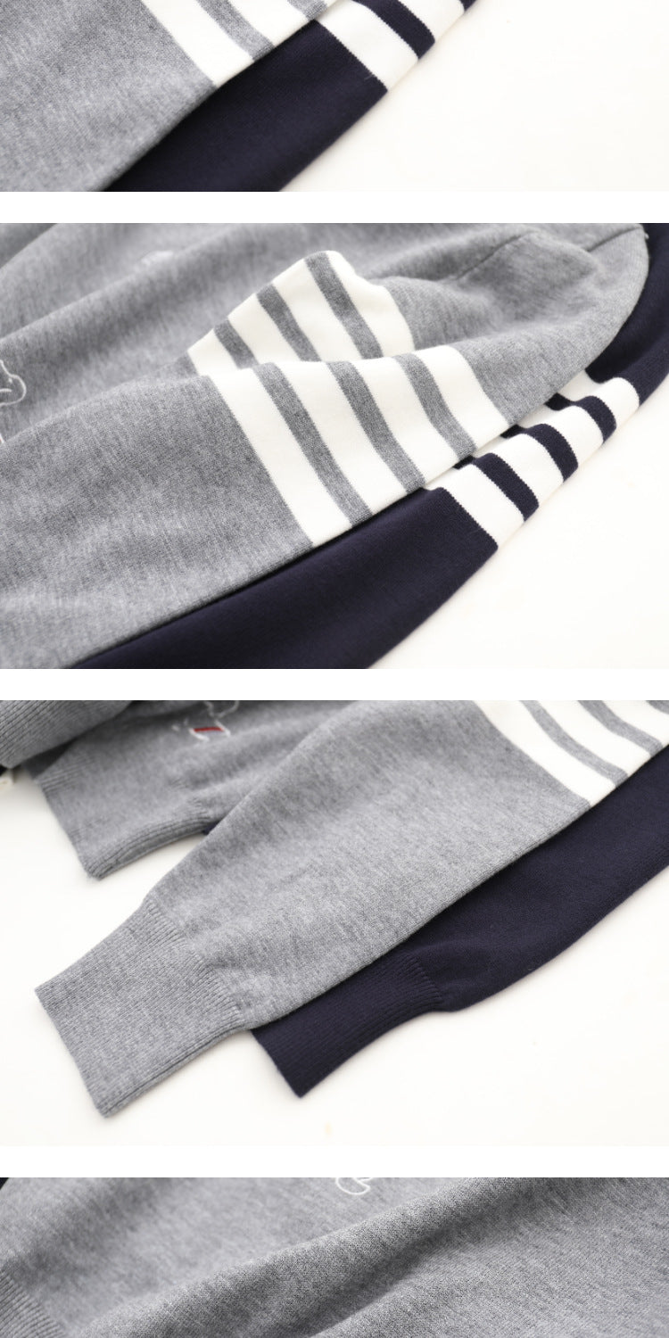 Color-block jacquard sweater