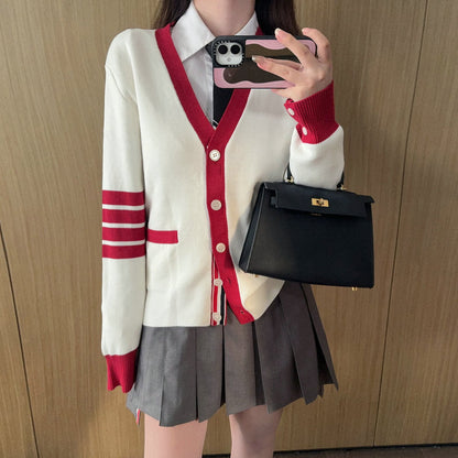 2025SS  Contrast color rugby cardigan THOM TREND