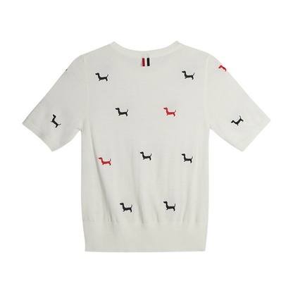 2025SS Women's Puppy Embroidered T-shirt THOM TREND