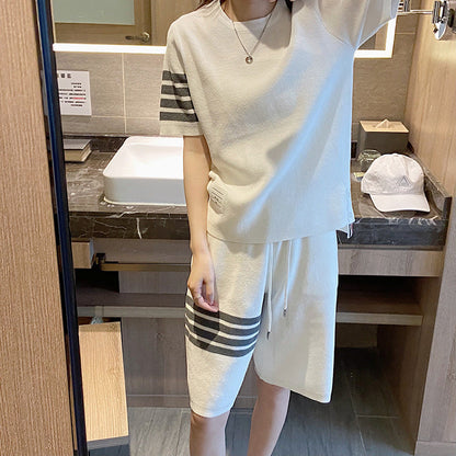 Short-Sleeved Knitted Track Suit
