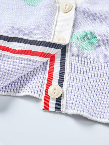 Four-Stripe Pink V-Neck Cardigan（副本） THOM TREND