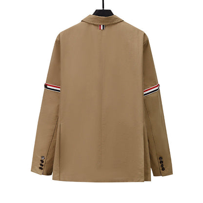 2025SS Striped Web Style Slit Lapel Jacket THOM TREND