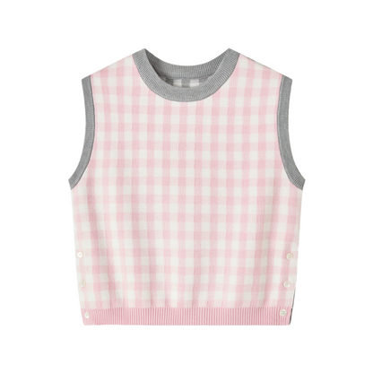 2025SS  Colorblock plaid vest THOM TREND