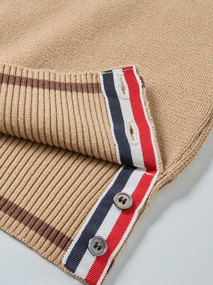 2025SSS Khaki color-block sweater THOM TREND