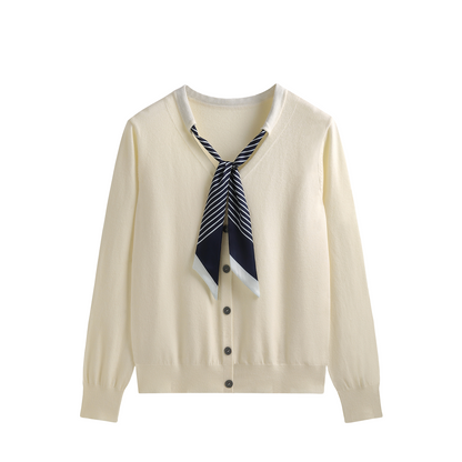 2025SS Tie-knitted scarf bow cardigan THOM TREND