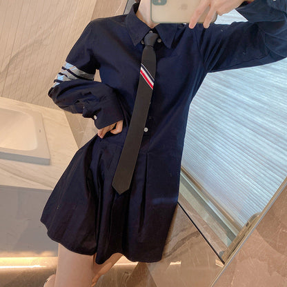 Long sleeve pleated dress