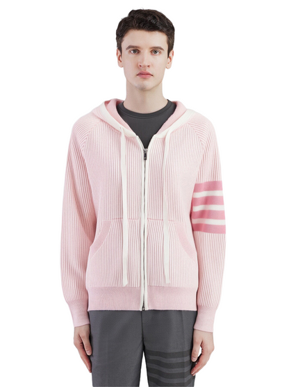 2025SSS striped knit zip-up hoodie THOM TREND