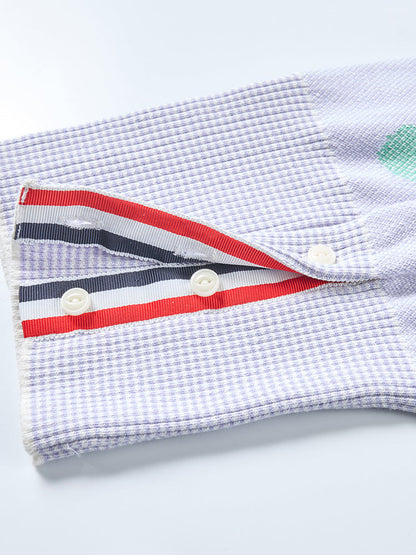 Four-Stripe Pink V-Neck Cardigan（副本） THOM TREND