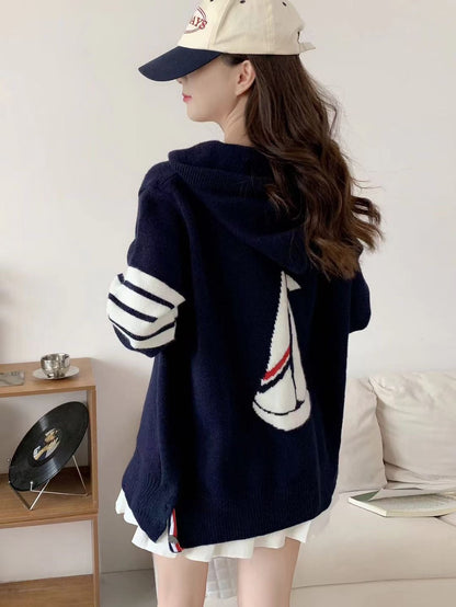 THOM  Sailboat jacquard hoodie THOM TREND