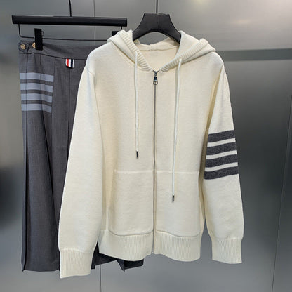 Hooded zip-up cardigan