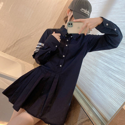 Long sleeve pleated dress