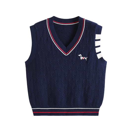2025SS Puppy Embroidered Sweater Vest THOM TREND